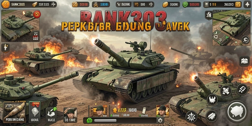 Tampilan antarmuka menarik dan intuitif untuk game Perang Tank.