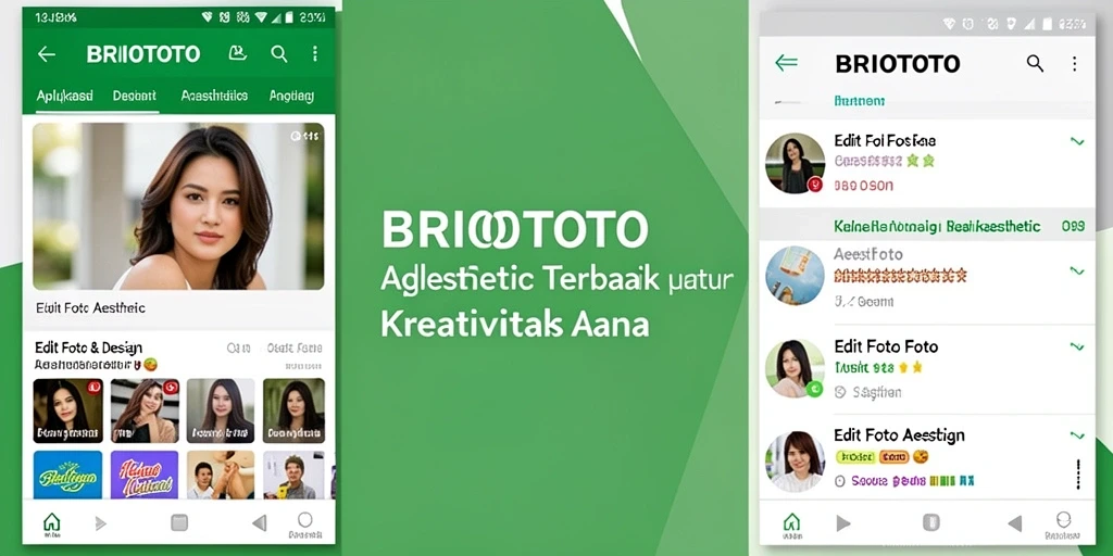 Tampilan antarmuka BRIOTOTO dengan berbagai fitur edit foto aesthetic.