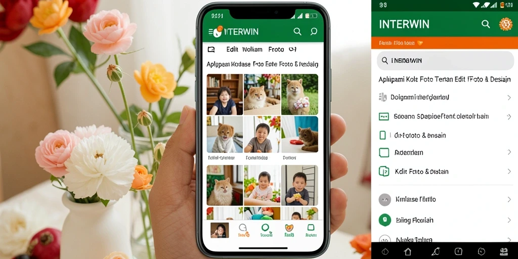 Antarmuka pengguna INTERWIN menampilkan fitur Kolase Foto yang inovatif.