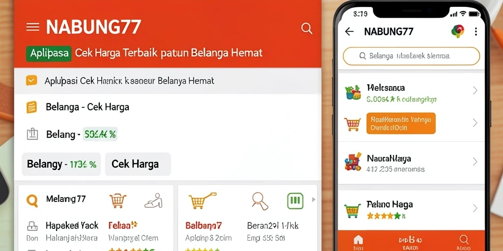 Tampilan antarmuka aplikasi NABUNG77 saat mencari harga produk.