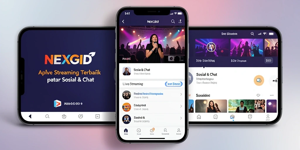 Antarmuka NEXGID yang interaktif dan menarik untuk Live Streaming.