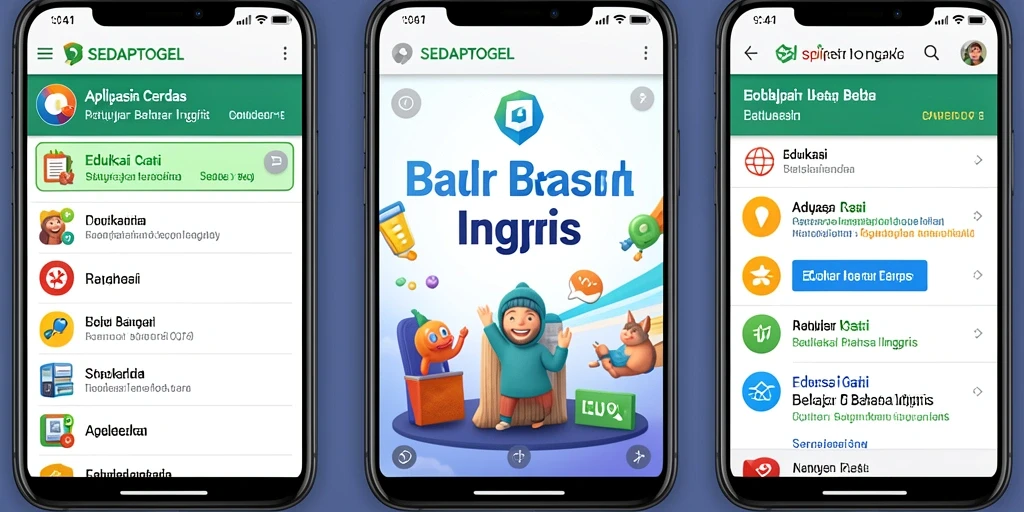 Tampilan antarmuka SEDAPTOGEL saat belajar Bahasa Inggris.